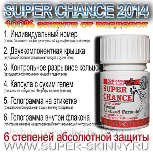 Капсули для підвищення потенції Super Chance® Супер шанс - лікувальний ефект.
